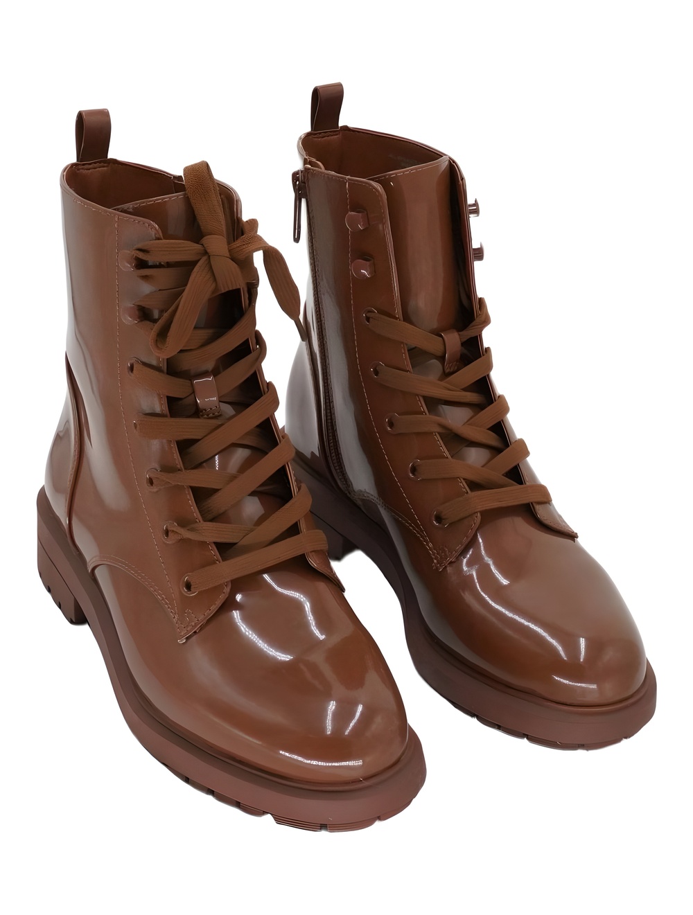 On 34th Womens Terissa Lace-Up Bootie Acorn Brown Patent Size 9M